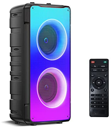 Cassa Bluetooth, 60W Altoparlante stereo wireless portatile ad alto volume con bassi ricchi, Bluetooth 5.0, luci colorate, batteria da 10000 mAh, altoparlante esterno per regali per feste a casa