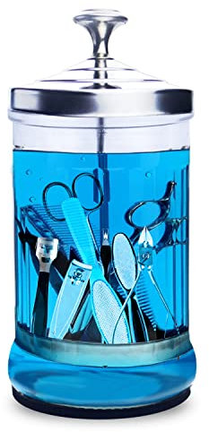 Namgznso Barattolo disinfettante, Vaso disinfettante per manicure, Barattolo disinfettante per manicure, Piccolo contenitore per barattoli disinfettanti in vetro per forniture da barbiere, Barattolo