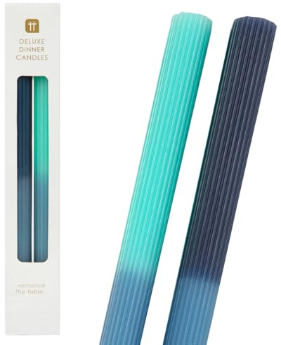 Talking Tables Ombre Tapered Dinner Candles Unscented Navy & Blue 2pack,25 cm, Ocean