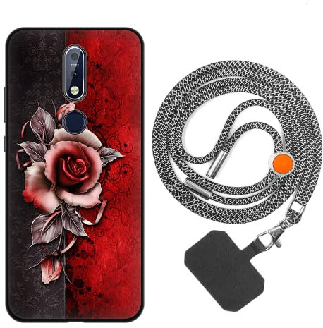 vingarshern Foto Handyhülle Nokia 7.1 Hülle Silikon mit Handykette,Hülle Nokia 7.1 Schutzhülle mit Muster,Weich Bumper Case Nokia 7.1 Hülle mit Kette/Umhängeban,Bild 06