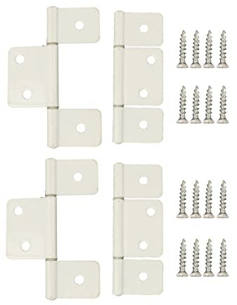 Lot de 4 charnières à trois feuilles non mortaisées pour mobil-home et intérieur de camping-car, charnières d'armoire blanches à deux volets avec vis pour meubles, fenêtres, armoires, etc