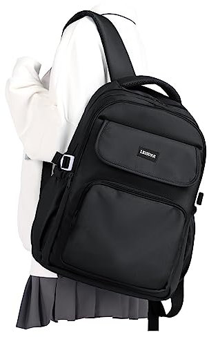 WEPOET Schwarze Rucksäcke für die Schule, wasserdichte Büchertasche für Teenager, Jungen, Mädchen, College-Schultaschen, Reiserucksack für Männer und Frauen, A1-schwarz