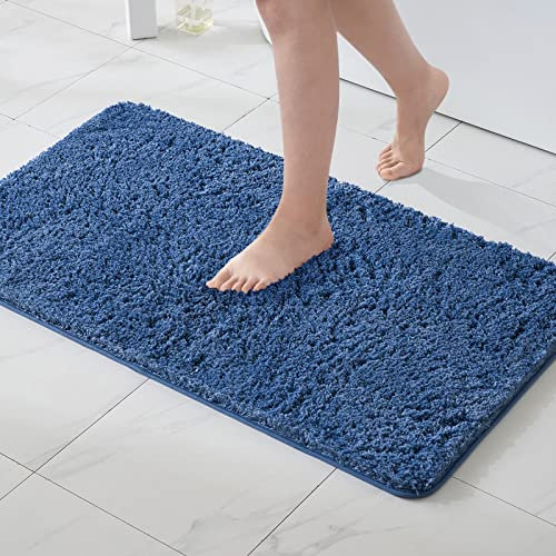 MIULEE Badematte Weiche Badteppich rutschfest Badvorleger Fußmatte Badzimmermatte Bettvorleger Flauschig Teppich Badezimmerteppich Duschmatte für Bade & Wohnzimmer Schlafzimmer 70x120 cm Blau