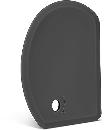 Silicone Dough Scraper with Stainless Steel Sheet, Curved Edge Flexible Bowl Scraper for Baking, Food Grade Silicone Bench Scraper for Sourdough Bread Proofing Basket, 5.98×4.3, Dark Gray, SAPID