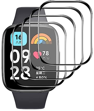 GIOPUEY 3 Unidades Protector de Pantalla para Xiaomi Redmi Watch 3 Active, [Cobertura Completa] HD Material Compuesto Láminas Protectora con Capa Oleófoba - Transparente