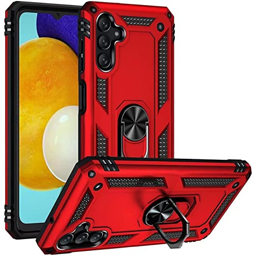 CoolGadget Outdoor Handyhülle für Samsung Galaxy A14 4G/5G Rot | Panzerhülle im Defender Design, Ringhalter mit Standfunktion, rutschfest, robuster Rundumschutz