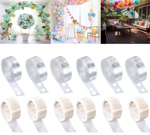 Ballon Girlande Streifen und Luftballon Kleber Punkt Aufkleber. 6 Rollen mit Kleber und 6 mit Löchern, Ballon Bogen Kit fur Geburtstag Deko, Hochzeit Taufe Graduierung, Party Dekoration