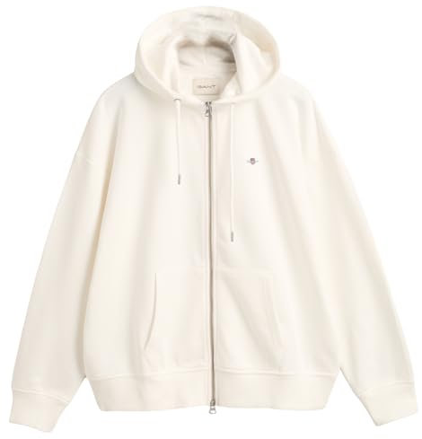 GANT Damen Shield Zip Hoodie Kapuzenpullover, Eggshell, S EU