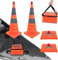 NAIZY 4er Set Pylonen 70cm Warnkegel mit LED-Warnleuchte Verkehrshütchen Leitkegel Faltbar Kegel Zusammenklappbare inkl. Tasche Multifunktion Verkehrskegel, Orange