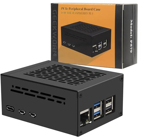 Geekworm Raspberry Pi 5 Gehäuse Case (P579) | Support PCIe M.2 NVMe SSD Shield Top X1001 / X1003 / X1004 / X1012 / X1000 / X1015 / M901 / M300 & Raspberry Pi 5 Active Cooler
