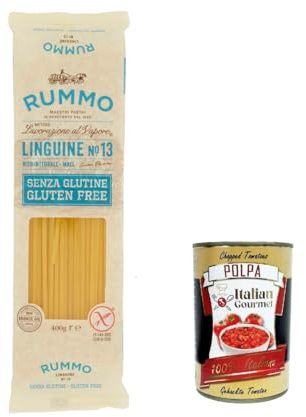 Italian Gourmet Linguine n. 13 Pasta senza glutine glutenfrei 5 x 400g | Aus Mais und Reis, ricetta leggera, bronzegezogen, bissfest für leichte, Gesamtnettogewicht 2 kg + Kostenlos Polpa 400g