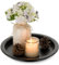 Sziqiqi Bandeja Decorativa para Velas 25cm, Portavelas Negro para Velas de Pilar, Candelero Redondo de Metal para Mesa de Café Organizador de Velas para Mesa de Comedor Cocina Baño