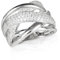 Diamond Treats Ring aus 925er Sterling Silber für Damen Mit Zirkonia-Steinen - Stilvoller, Breiter Criss-Cross-Ring für Frauen und Mädchen, Ringgröße 61,5