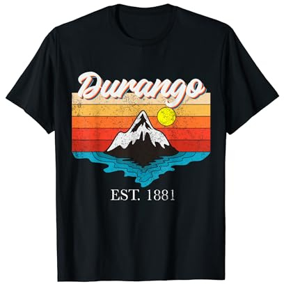 Durango Mountain River Retro Sonnenuntergang USA Trip Durango T-Shirt