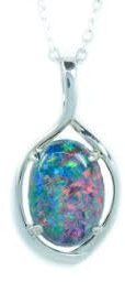 HARSHALI GEMS Halskette mit natürlichem Feueropal – echter australischer Triplett-Opal-Halsketten-Anhänger in Sterlingsilber, Edelstein, schwarzer Opal, Edelstein, Schwarzer Opal