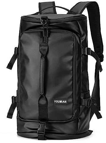 YOUMIAN Sporttasche mit Schuhfach, 4-Wege-Reiserucksack für Damen und Herren, multifunktionaler Wochenendrucksack, wasserdicht, für Fitness, Reisen, Camping, Motorradhelm