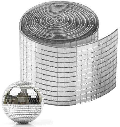 Disco Tiles, Waterproof Mirror Mosaic Tiles | Disco Ball,Tiles Square Glass Mirrors,Silver Mirrors Mosaic Tiles,Mosaic Stickers for Craft,Tiles Mirror Stickers for Disco Ball Decor, Home Decor