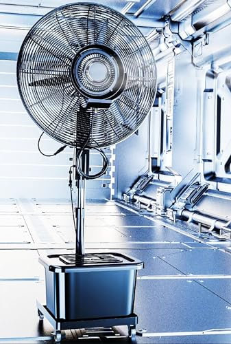 WTTTTW Ventilador de pie Ventilador de Pedestal Industrial con Tanque de Agua y Ruedas, Ventilador de nebulización portátil Ventilador de Piso de Altura Ajustable para Taller de Garaje o almacén