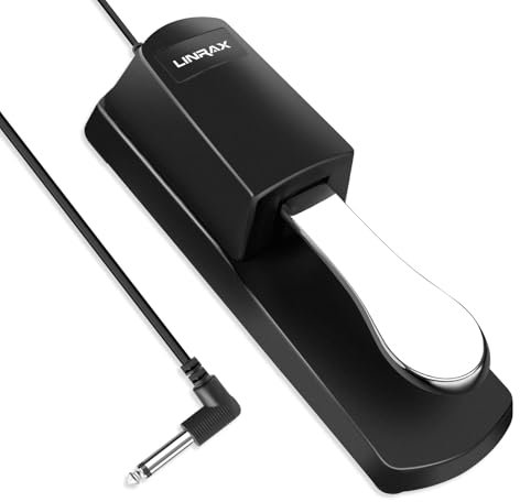 Linrax LP1 Sustain Pedal for Keyboard, Universal Piano Pedal with Polarity Switch for Electronic Keyboard, Digital Piano, MIDI Keyboard, Synthesizer, 6.35mm Input Plug, 1.6m Cable, Piano Accessories