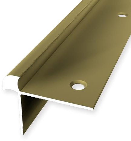 Treppenkantenprofil 33 x 43 x 2500 mm Winkelprofil Aluminium Glatt Doppelt Versetzt Versenkt Gebohrt Gold Einfasshöhe 6.5 mm Küberit