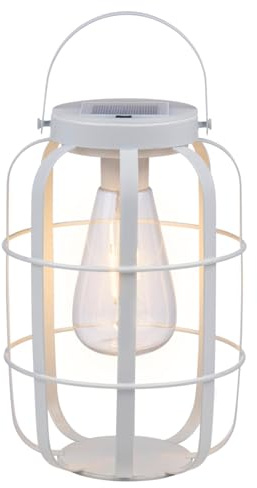 Arti Casa Solar Laterne - Solarlampe Garten - Tischlampe mit Warmweißem Licht - Gartenleuchte mit bis zu 8 Stunden Leuchtdauer - IP44 Wasserdicht - 14,5 x 22 cm - Weiß