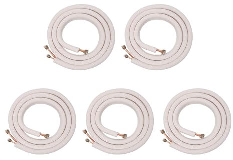 BOLAXHCA 5X Tubo de Bobina de Pareja de Aire Acondicionado de 3 Metros 1/4 Pulgadas 3/8 Pulgadas de Aluminio Aislado Piezas de Aire Acondicionado Tubo de Refrigerante