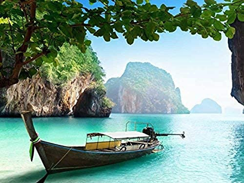 1000 Piece Wooden Jigsaw Puzzle Boat on Small Island in Thailand Large Puzzle Game for Adults and Teenagers 26x38CM