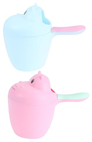 CIYODO 2piezas Cucharón De Agua para Baño Niño Niña con Diseño De Oso Doble Color Rojo y Azul Seguro y Práctico para Lavar Cabeza y Enjuagar Champú