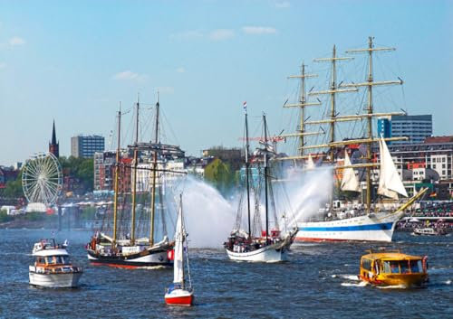 CALVENDO Poster 59,4 x 42,0 cm Querformat Historische Segelschiffe im Hamburger Hafen während des 817. Hafengeburtstags, Poster DIN A2 quer| Bilder, Kunstdruck, Wandbild, Wanddeko, Prints ohne Rahmen