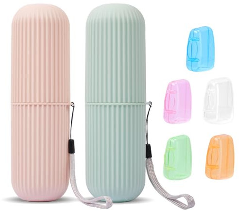 UCEC Zahnbürsten Etui, Zahnbürste Reiseetui, Tragbare Zahnbürstenhülle, Enthält 2 Zahnbürsten Box & 5 Zahnbürste Kopf Abdeckungen, Hochwertige & Geruchsneutral für Camping, Reisen, Wandern, Zuhause