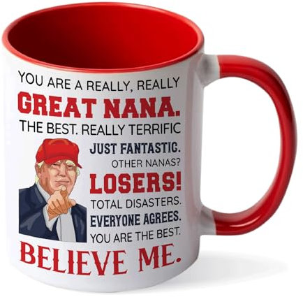 Viberty Nana-Kaffeetasse, 325 ml, Geschenk für Oma, beste Oma-Geschenke von Enkelin, Enkel zum Geburtstag, Muttertag, Weihnachten, lustige Nana-Geschenkidee, Keramiktasse