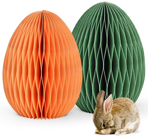 matches21 HOME & HOBBY Osterdeko Ostereier zum Hinstellen orange grün Set Dekofiguren - Ø 11 x 15 cm als Frühlingsdeko aus Papier