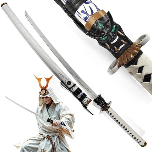Valorant Katana mit Scheide – Schwert aus Stahl, Perfekt für Sammler, Cosplay und Dekoration – für Fans und Liebhaber japanischer Schwerter (Onimaru Kunitsuna Katana, weiß)