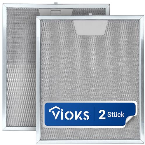 VIOKS 2 filtros de grasa de metal para campana extractora, repuesto para AЕG Elеctrolux 50248271004 Faber 133.0017.054 Whirlpool 482000027080, filtro de grasa para campana extractora, 300 x 253 mm