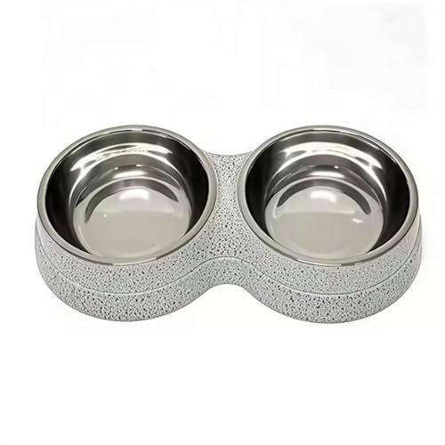 Double gamelle de nourriture pour chat/chien, en acier inoxydable avec design amovible facile à nettoyer, base antidérapante, gamelles pour chiots, chiens de taille moyenne, chats (gris)