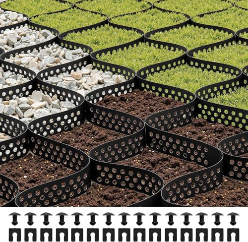 VEVOR Stabilisateur de Gravier, 10 x 3 m, Grille de Stabilisation de Sol Géocellulaire, Profondeur 5 cm, Retenue de Gazon au Sol Stable, pour Allée, Patio, Jardin, Terrasse, Surfaces Planes, Pentes