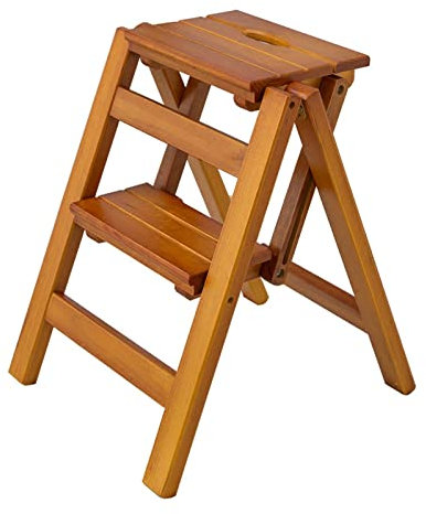 SFSLBFB Escabeau en Bois à 2 marches, escabeau Pliable et Portable, Tabouret Multifonction pour bibliothèque, Cuisine, Maison, Jardin