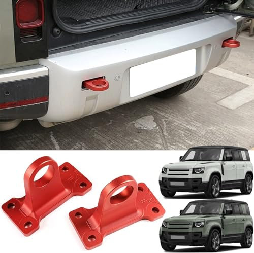 Braveking1 Gancio Traino per Paraurti Posteriore per Land Rover Defender 90 110 130 (2020-2025), Gancio di Traino in Lega di Alluminio – Anello di Traino & Accessori, 2 Pezzi(Red)