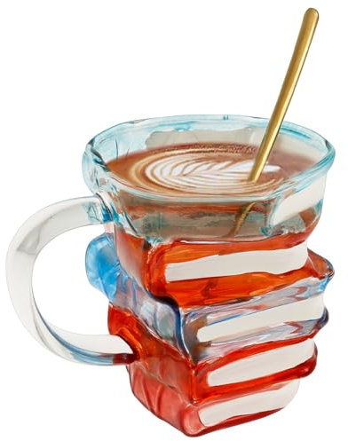 Tasse de baie peinte, livre laqué masse unique de livre 3D tasse à café avec poignée cuillère livre peint tasse de livre peint littérature créative livres thème thé tasse à café nouveauté pour lecteur