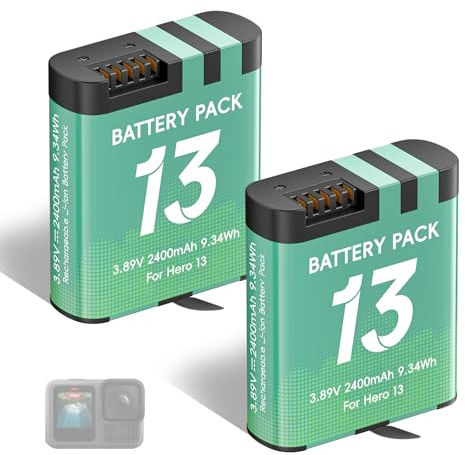 CITYORK (Lot de 2) 2400mAh Batterie de Rechange pour .Gopro. Hero 13 Black Enduro Battery, Batterie Rechargeable Longue durée pour caméra Sportive, Haute capacité, Remplacement Facile