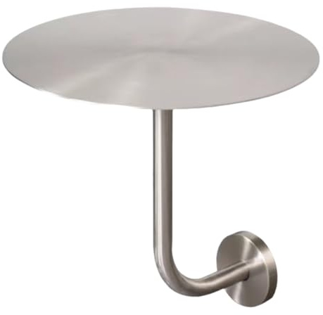Stoolzfaid L-förmiger Wandmontierter Couchtisch, Runder Bartisch Zur Wandmontage, Edelstahl, Kleiner Beistelltisch, Schwebender Stehtisch, Platzsparend Für Kleine Räume, Cafés, Silber, 30 x 45 cm