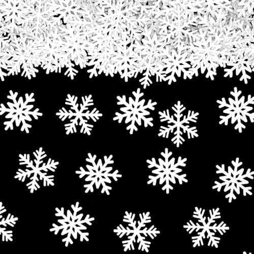 Gleemix 100 Stück Schneeflocken Deko Konfetti, Weiß Weihnachts Tischdeko, Klein Streudeko Konfetti, Schneeflocke Weihnachten Deko für Hochzeit, Geburtstag, Neujahr, Winter Frozen Party, 3,2 x2,8 cm