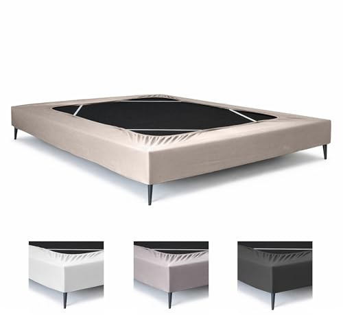 Textilhome Bettvolant Lattenrost 135/140x200 Elastisch Passgenau Elfenbein | Schützt das Bettgestell vor Staub und Abnutzung für ein gepflegtes Schlafzimmer und eine dauerhaft elegante Optik. Langlebig
