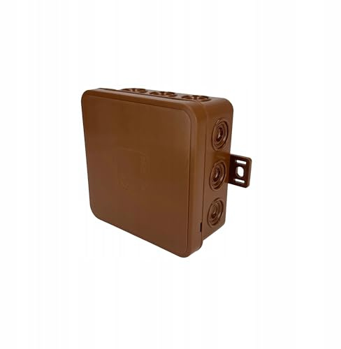 EDO Aufputz-Abzweigdose IP54 Hermetisch 85x85x41 mm Braun, 12-Einführungen, Flexibel, Halogenfrei – Verteilerdose/Anschlussdose mit Ausgängen und Klickverschluss für Innen- und Außenbereich