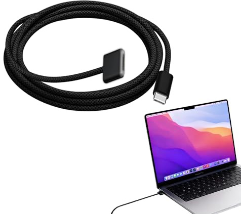 1Pc 2M For Macbook Charger Cable USB-C to Magnetic 3 Cables 140W Magnetic Charging Cord For Mac Charger Cable Fast Charging For MacBook Air Pro M2 M3 Etc Black