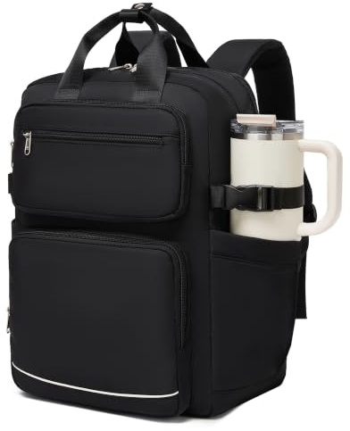 Kono Sac à Dos Femme Ordinateur Portable 15,6 Pouces Grande Capacité | Grande Poche pour Bouteille, Sac a Dos PC Étudiant Léger avec Déperlant pour Université, Bureau, Travail et Voyage, Noir
