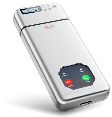 Enhance self-discipline: iDiskk phone box with timer lock for smartphone addicts, stay focused during study, work and relaxation, aluminum alloy, silver