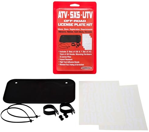 Hardline Products 2341B ATV License Plate Kit, Black Plastic