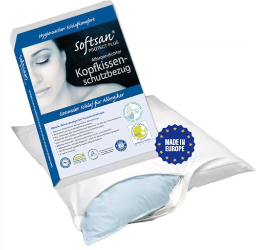 Softsan Protect Plus Kissenbezug milbendicht 50 x 90 cm, Encasing für Kopfkissen, Milbenschutz für Hausstauballergiker
