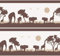 Selbstklebende Bordüre Afrika, 4-teilig 560x15cm, Tapetenbordüre, Wandbordüre, Borte, Wanddeko, braun, beige